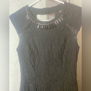 Bisou Bisou Black Textured Dress with Silver Accents